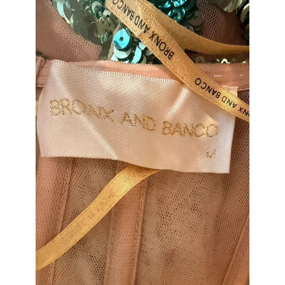 BRONX BANCO Chloe Pailette Teal Strapless Sequin Mini Dress, cocktail | wedding - Picture 8 of 15